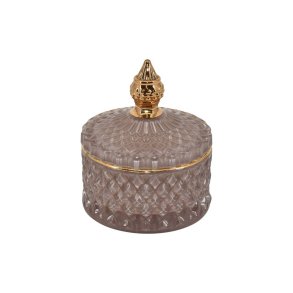 Glas krukker - champagne farvet m/lg i 2 strrelser